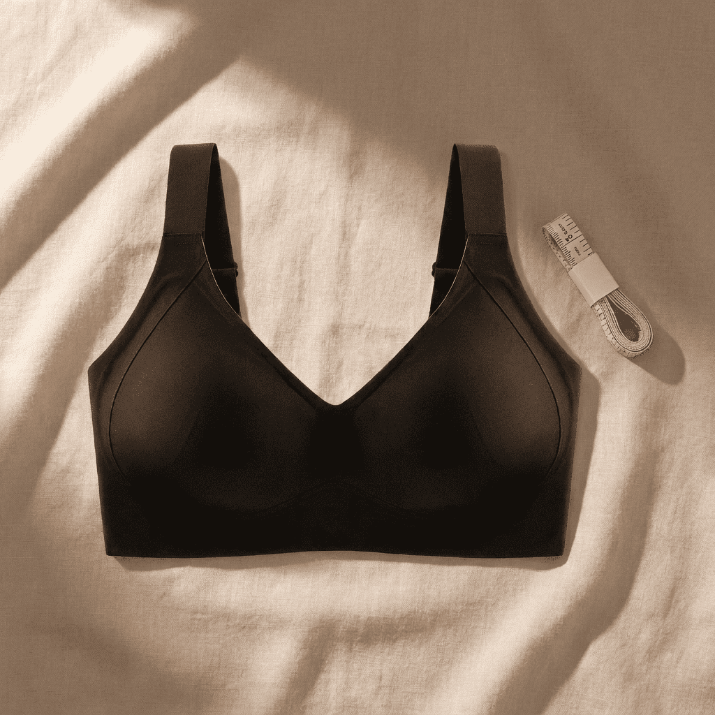 Brassière CURVILINES sans armatures à bretelles larges, posée à plat sur fond clair